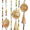 imageDeco 79 Metal Sun Stars Windchime with Glass Beads and Cone Bells 7quot x 7quot x 26quot GoldGold