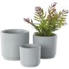 imageDeco 79 Ceramic Indoor Outdoor Planter Small Planter Pot with Layered Square Shaped Grooves Set of 3 Planters 7quot 6quot 4quotH GrayGray