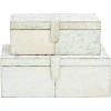 imageDeco 79 Leather Handmade Decorative Box Cowhide Storage Decorative Keepsake Boxes with Silver Foil Accents Set of 2 Storage Boxes 17quot 14quotW Silver