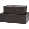 imageDeco 79 Leather Handmade Decorative Box Storage Decorative Keepsake Boxes with Snap Front Closure and Detailed Stitching Set of 2 Storage Boxes 10quot 8quot W Dark Brown
