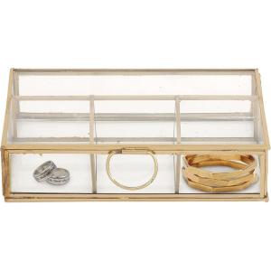 imageCosmoLiving by Cosmopolitan Glass Decorative Jewelry Box Jewelry Organizer with Clear Glass Jewelry Holder 9quot x 6quot x 2quot GoldGold