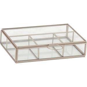 imageCosmoLiving by Cosmopolitan Glass Decorative Jewelry Box Jewelry Organizer with Clear Glass Jewelry Holder 9quot x 6quot x 2quot GoldSilver