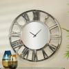 imageDeco 79 Glass Decorative Wall Clock Mirrored Wall Clock for Home Wall Clock for Room 40quot x 1quot x 40quot Silver