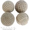 imageDeco 79 Jute Rope Handmade Decorative Ball Orbs ampamp Vase Filler with Varying Designs Set of 4 4quotW 4quotH BlueBeige