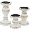 imageDeco 79 Wood Decorative Candle Holder Turned Style Candle Stand Set of 3 Candlestick Holder 8quot 6quot 4quotH White1