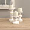 imageDeco 79 Wood Decorative Candle Holder Turned Style Candle Stand Set of 3 Candlestick Holder 8quot 6quot 4quotH White1