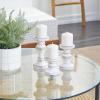 imageDeco 79 Wood Decorative Candle Holder Turned Style Candle Stand Set of 3 Candlestick Holder 8quot 6quot 4quotH White1