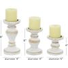 imageDeco 79 Wood Decorative Candle Holder Turned Style Candle Stand Set of 3 Candlestick Holder 8quot 6quot 4quotH White1