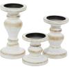 imageDeco 79 Wood Decorative Candle Holder Turned Style Candle Stand Set of 3 Candlestick Holder 8quot 6quot 4quotH White1