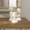imageDeco 79 Wood Decorative Candle Holder Turned Style Candle Stand Set of 3 Candlestick Holder 8quot 6quot 4quotH White1