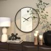 imageDeco 79 Wood Geometric Decorative Wall Clock Art Deco Inspired Line Art for Home with Black Accents Hanging Clock 30quot x 2quot x 31quot WhiteLARGE SIZE