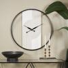 imageDeco 79 Wood Geometric Decorative Wall Clock Art Deco Inspired Line Art for Home with Black Accents Hanging Clock 30quot x 2quot x 31quot WhiteLARGE SIZE
