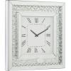 imageDeco 79 Wooden Decorative Wall Clock Mirrored Wall Clock for Home with Floating Crystals Wall Clock for Room 2quot x 20quot x 20quot Silver
