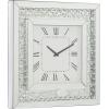 imageDeco 79 Wooden Decorative Wall Clock Mirrored Wall Clock for Home with Floating Crystals Wall Clock for Room 2quot x 20quot x 20quot Silver