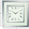 imageDeco 79 Wooden Decorative Wall Clock Mirrored Wall Clock for Home with Floating Crystals Wall Clock for Room 2quot x 20quot x 20quot Silver