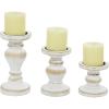 imageDeco 79 Wood Decorative Candle Holder Turned Style Candle Stand Set of 3 Candlestick Holder 8quot 6quot 4quotH White1