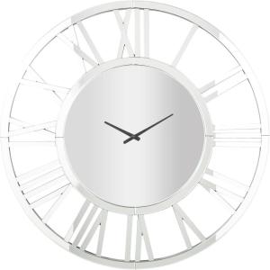 imageDeco 79 Glass Decorative Wall Clock Mirrored Wall Clock for Home Wall Clock for Room 40quot x 1quot x 40quot Silver