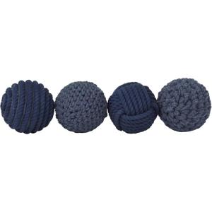 imageDeco 79 Jute Rope Handmade Decorative Ball Orbs ampamp Vase Filler with Varying Designs Set of 4 4quotW 4quotH BlueBlue