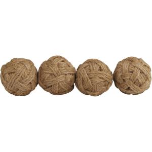 imageDeco 79 Jute Rope Handmade Decorative Ball Orbs ampamp Vase Filler with Varying Designs Set of 4 4quotW 4quotH BlueBrown