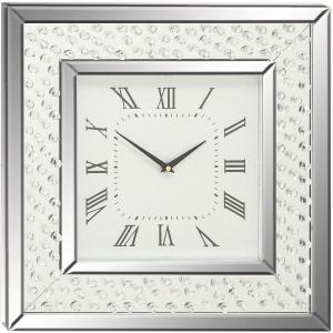 imageDeco 79 Wooden Decorative Wall Clock Mirrored Wall Clock for Home with Floating Crystals Wall Clock for Room 2quot x 20quot x 20quot Silver