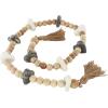 imageDeco 79 Marble Handmade Beaded Garland with Tassel Round Extra Long Orb Small Beads with Tassel with Knotted Brown Jute Beads with Tassel 44quot x 1quot x 1quot WhiteLight Brown