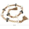 imageDeco 79 Marble Handmade Beaded Garland with Tassel Round Extra Long Orb Small Beads with Tassel with Knotted Brown Jute Beads with Tassel 44quot x 1quot x 1quot WhiteLight Brown