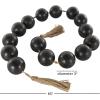 imageDeco 79 Marble Handmade Beaded Garland with Tassel Round Extra Long Orb Small Beads with Tassel with Knotted Brown Jute Beads with Tassel 44quot x 1quot x 1quot WhiteBlack