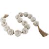 imageDeco 79 Marble Handmade Beaded Garland with Tassel Round Extra Long Orb Small Beads with Tassel with Knotted Brown Jute Beads with Tassel 44quot x 1quot x 1quot WhiteWhite