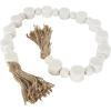 imageDeco 79 Marble Handmade Beaded Garland with Tassel Round Extra Long Orb Small Beads with Tassel with Knotted Brown Jute Beads with Tassel 44quot x 1quot x 1quot WhiteWhite