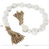 imageDeco 79 Marble Handmade Beaded Garland with Tassel Round Extra Long Orb Small Beads with Tassel with Knotted Brown Jute Beads with Tassel 44quot x 1quot x 1quot WhiteWhite