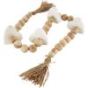 imageDeco 79 Marble Handmade Beaded Garland with Tassel Round Extra Long Orb Small Beads with Tassel with Knotted Brown Jute Beads with Tassel 44quot x 1quot x 1quot WhiteLight Brown