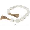 imageDeco 79 Marble Handmade Beaded Garland with Tassel Round Extra Long Orb Small Beads with Tassel with Knotted Brown Jute Beads with Tassel 44quot x 1quot x 1quot WhiteWhite