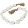 imageDeco 79 Marble Handmade Beaded Garland with Tassel Round Extra Long Orb Small Beads with Tassel with Knotted Brown Jute Beads with Tassel 44quot x 1quot x 1quot WhiteWhite