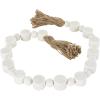 imageDeco 79 Marble Handmade Beaded Garland with Tassel Round Extra Long Orb Small Beads with Tassel with Knotted Brown Jute Beads with Tassel 44quot x 1quot x 1quot WhiteWhite