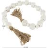 imageDeco 79 Marble Handmade Beaded Garland with Tassel Round Extra Long Orb Small Beads with Tassel with Knotted Brown Jute Beads with Tassel 44quot x 1quot x 1quot WhiteWhite