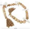 imageDeco 79 Marble Handmade Beaded Garland with Tassel Round Extra Long Orb Small Beads with Tassel with Knotted Brown Jute Beads with Tassel 44quot x 1quot x 1quot WhiteLight Brown
