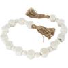 imageDeco 79 Marble Handmade Beaded Garland with Tassel Round Extra Long Orb Small Beads with Tassel with Knotted Brown Jute Beads with Tassel 44quot x 1quot x 1quot WhiteWhite