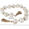imageDeco 79 Marble Handmade Beaded Garland with Tassel Round Extra Long Orb Small Beads with Tassel with Knotted Brown Jute Beads with Tassel 44quot x 1quot x 1quot WhiteWhite