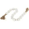 imageDeco 79 Marble Handmade Beaded Garland with Tassel Round Extra Long Orb Small Beads with Tassel with Knotted Brown Jute Beads with Tassel 44quot x 1quot x 1quot WhiteWhite