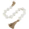 imageDeco 79 Marble Handmade Beaded Garland with Tassel Round Extra Long Orb Small Beads with Tassel with Knotted Brown Jute Beads with Tassel 44quot x 1quot x 1quot WhiteWhite