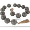imageDeco 79 Marble Handmade Beaded Garland with Tassel Round Extra Long Orb Small Beads with Tassel with Knotted Brown Jute Beads with Tassel 44quot x 1quot x 1quot WhiteBlack