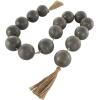 imageDeco 79 Marble Handmade Beaded Garland with Tassel Round Extra Long Orb Small Beads with Tassel with Knotted Brown Jute Beads with Tassel 44quot x 1quot x 1quot WhiteBlack