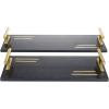 imageDeco 79 Marble Living Room Decor Tray Ottoman Tray with Gold Handles Set of 2 Serving Tray 22quot 18quotW Black