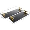 imageDeco 79 Marble Living Room Decor Tray Ottoman Tray with Gold Handles Set of 2 Serving Tray 22quot 18quotW Black