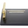 imageDeco 79 Marble Living Room Decor Tray Ottoman Tray with Gold Handles Set of 2 Serving Tray 22quot 18quotW Black