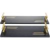 imageDeco 79 Marble Living Room Decor Tray Ottoman Tray with Gold Handles Set of 2 Serving Tray 22quot 18quotW Black