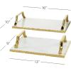 imageDeco 79 Marble Tray with Gold Handles Set of 2 16quot 13quotW White