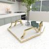 imageDeco 79 Marble Tray with Gold Handles Set of 2 16quot 13quotW White