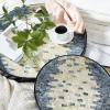 imageDeco 79 Mother of Pearl Handmade Chevron Tray with Slot Handles Set of 3 24quot 20quot 16quotW BlackAbstract
