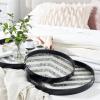 imageDeco 79 Mother of Pearl Handmade Chevron Tray with Slot Handles Set of 3 24quot 20quot 16quotW BlackChevron
